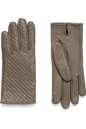 HUGO BOSS Logo-emed leather gloves