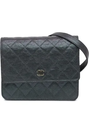 CHANEL 2019 Quilted Caviar Square Wallet on Chain crossbody bag