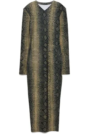 Norma Kamali Snake-print maxi dress