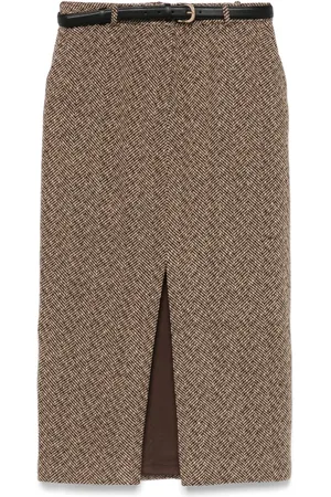 Self-Portrait Herringbone-pattern midi skrt