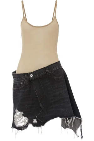 J.W.Anderson Distressed denim-trim mini dress