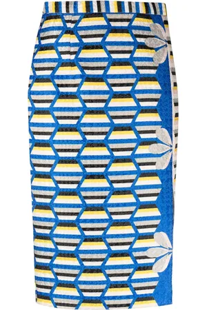 GEMY MAALOUF Geometric-pattern high-waist midi skirt