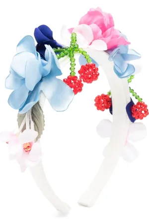 MONNALISA Sequined-cherries satin headband