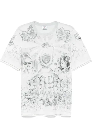 Casablanca Tattoo-print mesh T-shirt