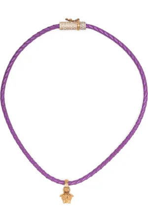 VERSACE Medusa pendant leather necklace