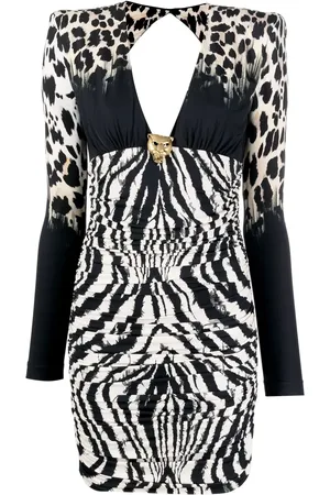 Roberto Cavalli Animal-print long-sleeve dress