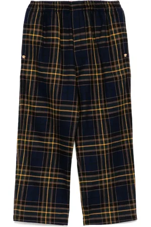 VERSACE Checkered cropped chinos
