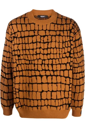 VERSACE Crocodile-pattern cable-knit jumper