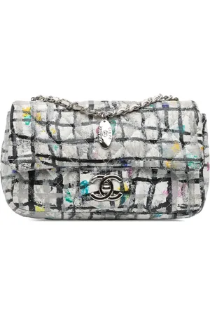 CHANEL 2014 Mini Rectangular Calfskin Hand Painted Graffiti Flap crossbody bag