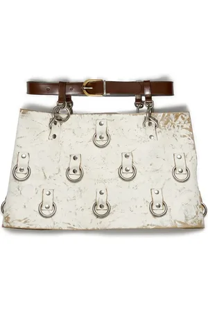 Prada Ring-detail leather mini skirt