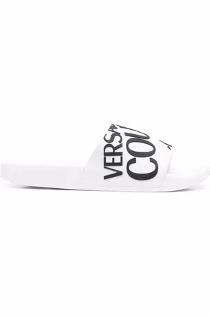 VERSACE Diagonal logo flat slides