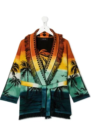 Alanui Palm tree-print fringed cardigan