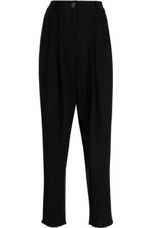 Eileen Fisher Tapered-leg pleated silk trousers
