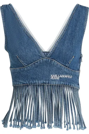 Karl Lagerfeld Fringed denim top