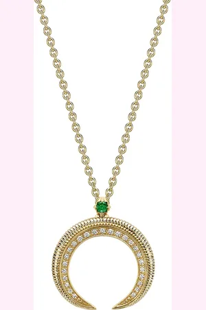 Faberge 18kt yellow Colours of Love Miniature Hilal Crescent emerald and diamond pendant