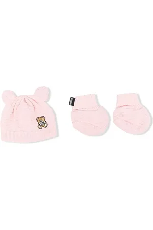 Moschino Logo-patch knitted hat set