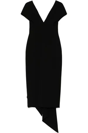 Amsale Italian stretch crepe V-neck midi dress