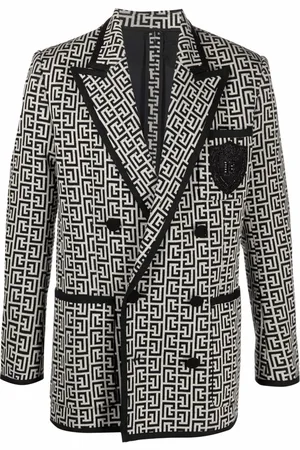 Balmain Monogram jacquard double-breasted blazer