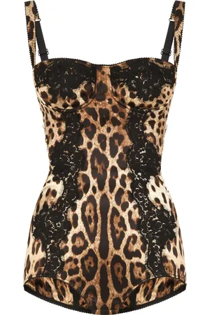 Dolce & Gabbana Leopard-print silk balconette bodysuit