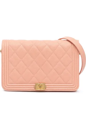 CHANEL 2019 Quilted Caviar Boy Wallet on Chain crossbody bag