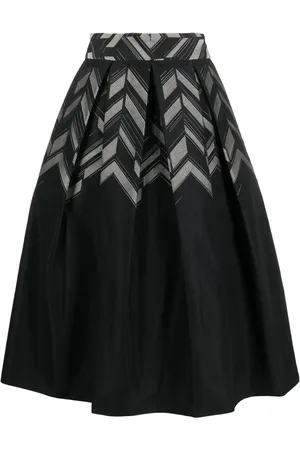 GEMY MAALOUF Chevron-print pleated midi skirt
