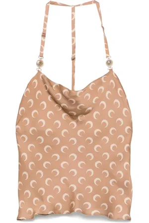 Marine Serre Crescent moon-print satin top