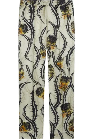 DRIES VAN NOTEN Floral-print straight-leg trousers