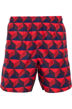 Lacoste Logo-patch geometric-pattern swim shorts