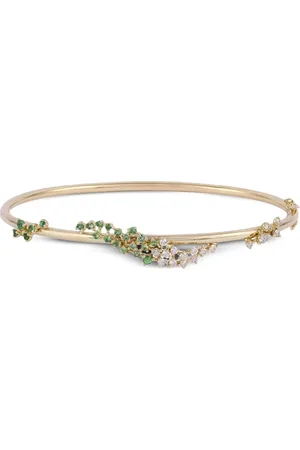 Ananya 18K yellow Scatter tsavorite and diamonds bangle