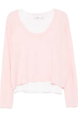 B+AB Layered raw-edge knitted top