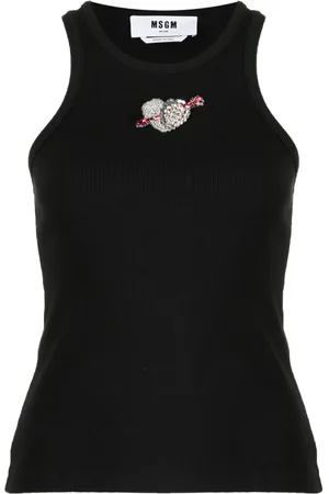 Msgm Ribbed heart-embellished top