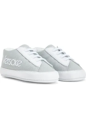 VERSACE Logo-embroidered canvas sneakers