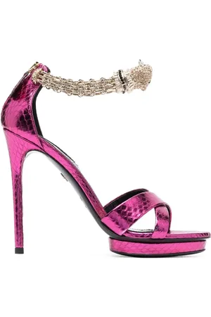 Roberto Cavalli Panther 125mm metallic sandals