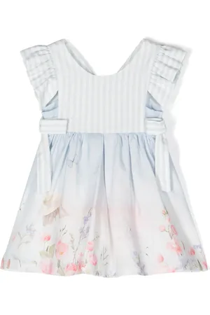 Lapin House Oversized-bow stripe-print dress