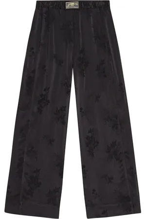 Ganni Floral-jacquard trousers