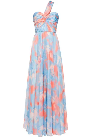 Amsale Abstract-print chiffon gown dress