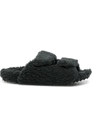 James Perse Double-strap faux-shearling slippers