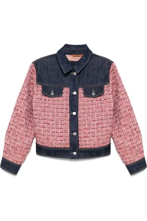 HUGO BOSS Denim-panel tweed jacket
