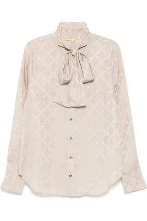 Michael Kors Empire Diamond-jacquard tie-neck blouse
