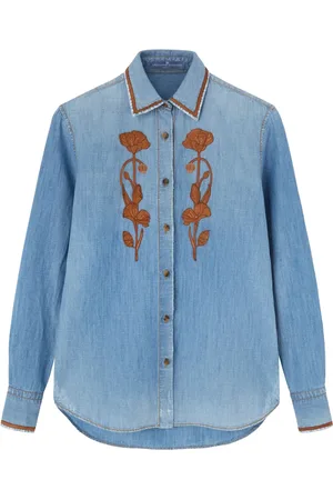 ERMANNO SCERVINO Floral-embroidered denim shirt