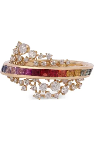 Ananya 18K yellow Scatter Energy diamonds and sapphire ring