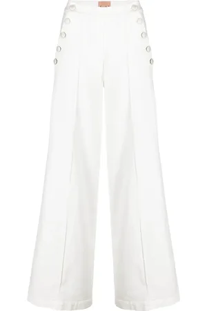 NUDE High-waisted button-detail denim trousers