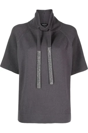 Fabiana Filippi Ribbed-knit short-sleeve hoodie
