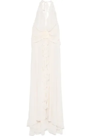 BLUMARINE Ruffled rose-detail maxi dress