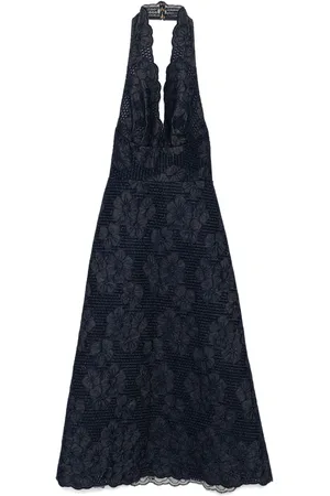 Elie saab Embroidered denim dress