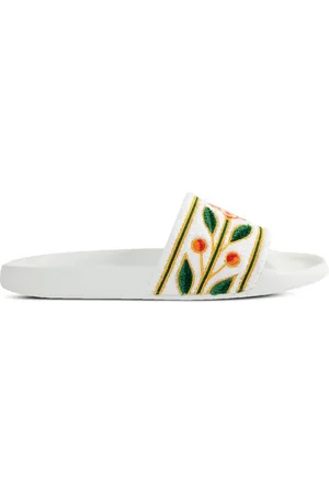 Casablanca Embroidered terry-cloth slides