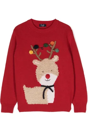 Il gufo Reindeer-motif round-neck jumper