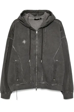 FIVE CM Panelled zip-up hoodie