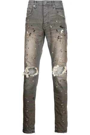 Purple Brand Paint splatter-print distressed jeans