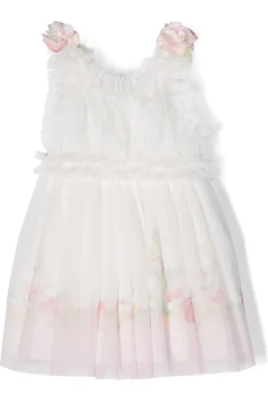 Lapin House Floral-appliqué ruffled dress